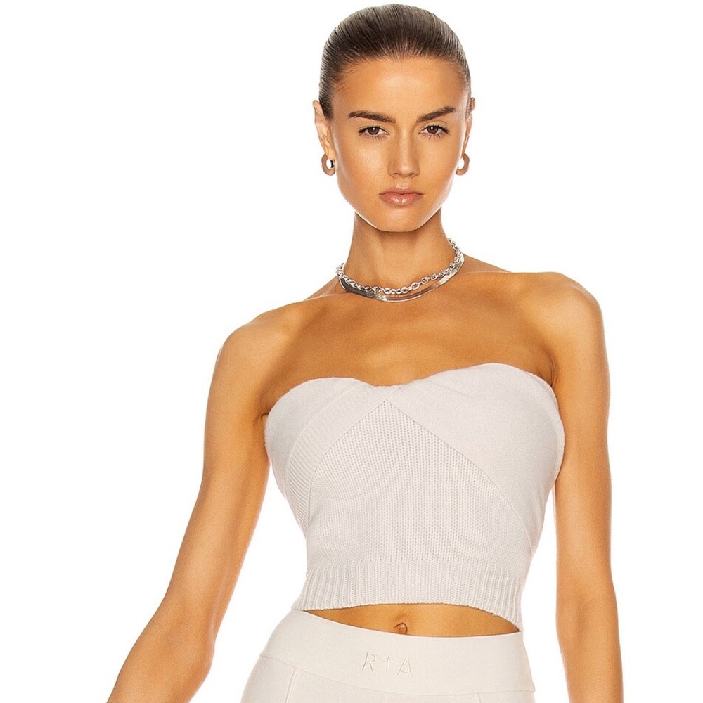 RTA “ARIA” CASHMERE BUSTIER TOP, SZ 2 WHISPER WHITE